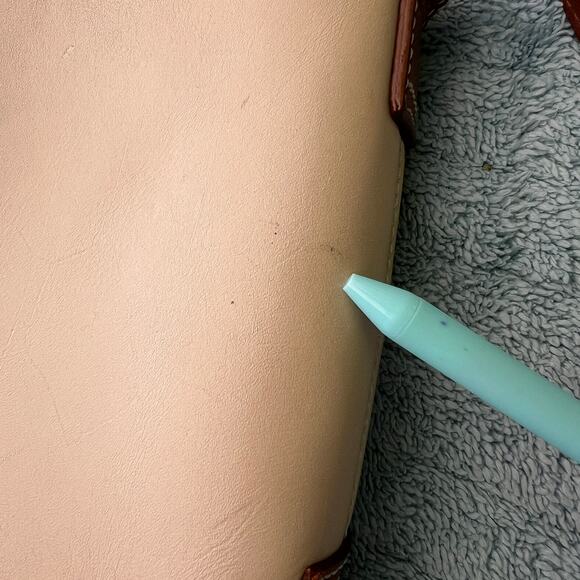 J.Crew Vintage Tan Leather Shoulder Bag Beige & Brown Contrast Stitch Purse - Picture 10 of 11